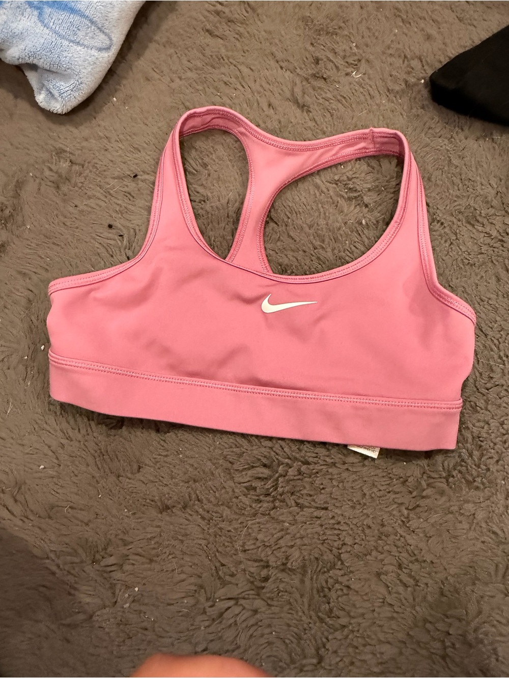 Nike Pink Racerback Sports Bra with White Swoosh